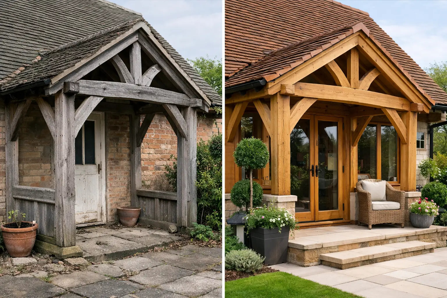 Oak Framed Porch Before After Ideas