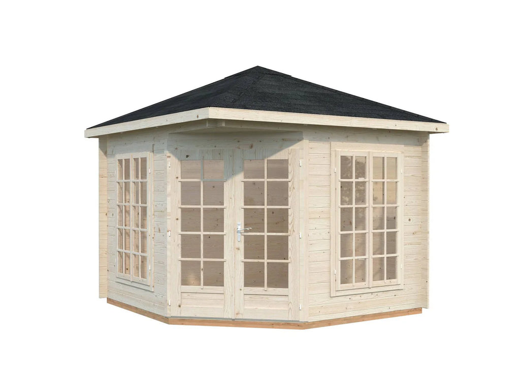 Fully Installed Palmako Melanie S (2.8x2.8m | 7m2 | 28mm) Classic Corner Cabin Summer House