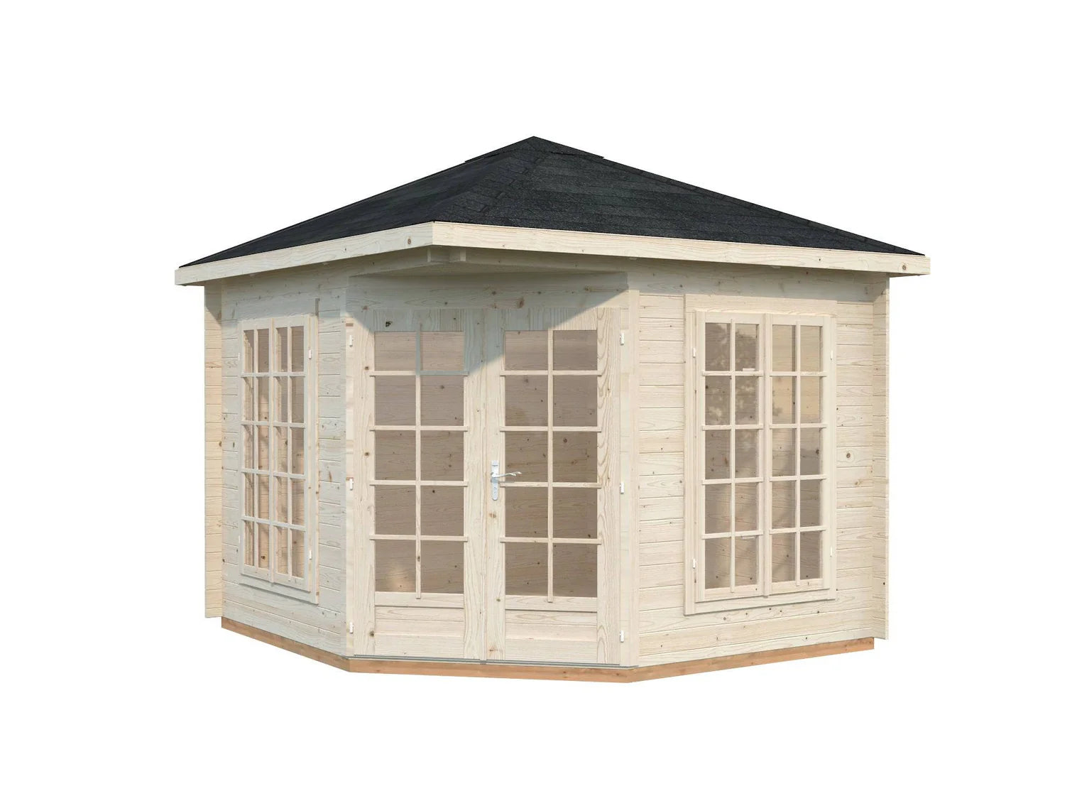 Fully Installed Palmako Melanie S (2.8x2.8m | 7m2 | 28mm) Classic Corner Cabin Summer House