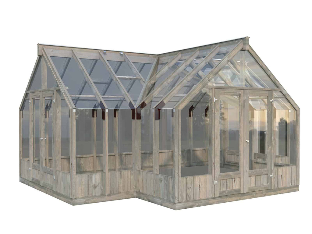 Fully Installed Palmako Emilia Pavilion | Greenhouse | Glass Summer House | 19.1m² | T-Shaped | Pressure Treated