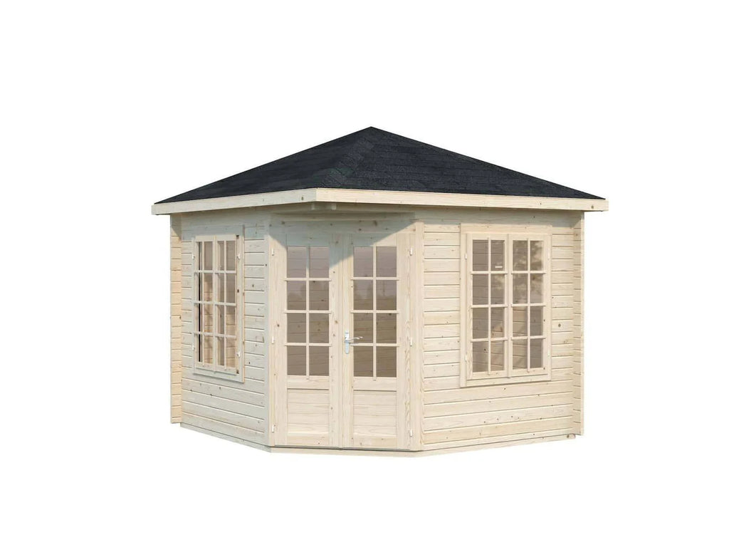 Fully Installed Palmako Melanie XS (2.8x2.8m | 6.9m2 | 44mm) Heavy Duty Corner Summer House