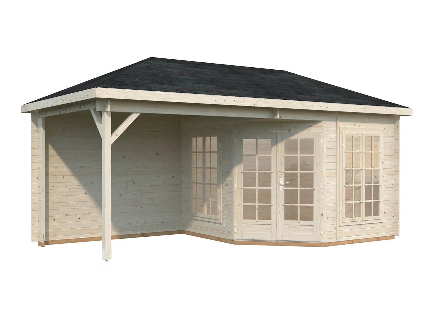 Fully Installed Palmako Melanie XXL (5.6x2.8m | 7.0+8.1m2 | 28mm) Pavilion Summer House with Canopy
