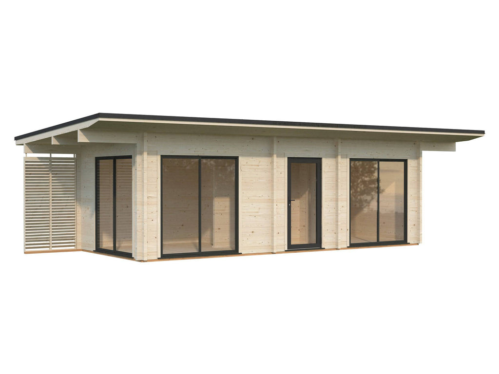 Fully Installed Palmako Cecilia M Modern Log Cottage | 3-Room Annexe | Commercial Office | Guest House | 21.8m² | 70mm | 7.8x3.3m