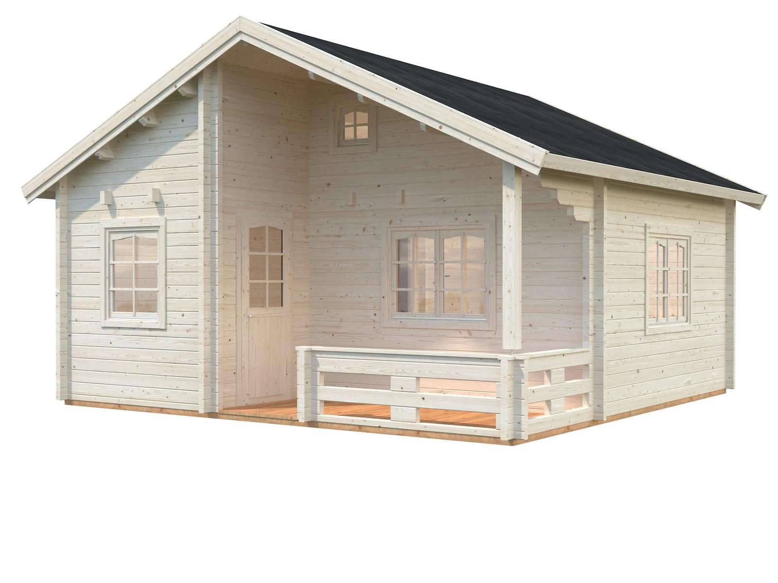 Fully Installed Palmako Emily Log Cabin Holiday Chalet | Loft | Guest House | Annexe | 40.1+5.2m² | 70mm | 5.9x5.7m