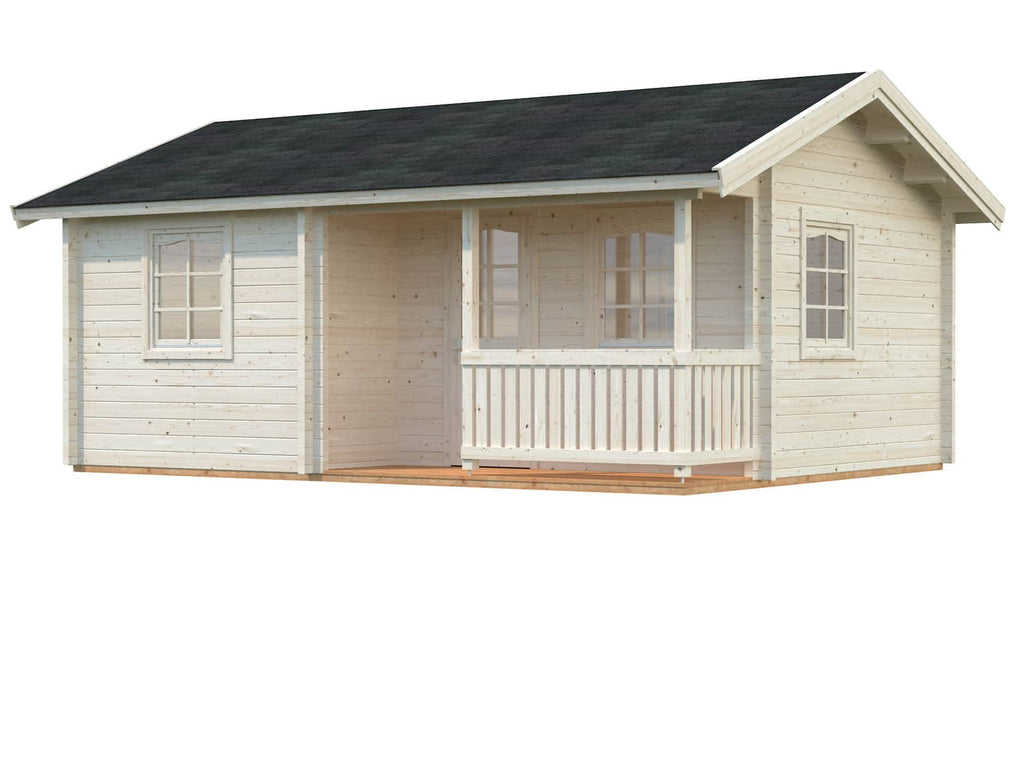 Fully Installed Palmako Sandra S Holiday Summer House | Multi-Room Log Cabin | Guest House | Annexe | 21.5+3.7m² | 70mm | 6.2x4.7m