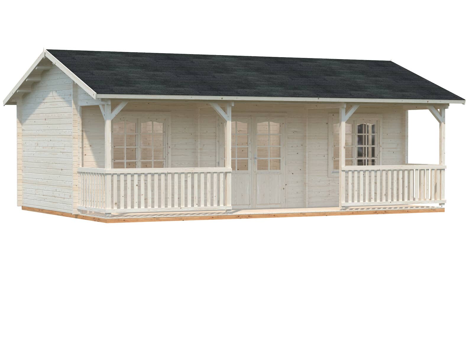 Fully Installed Palmako Sandra L Multi-Room Log Cabin | Annexe | Guest House | Summer House | 25.6+11.1m² | 44mm | 7.9x3.7m