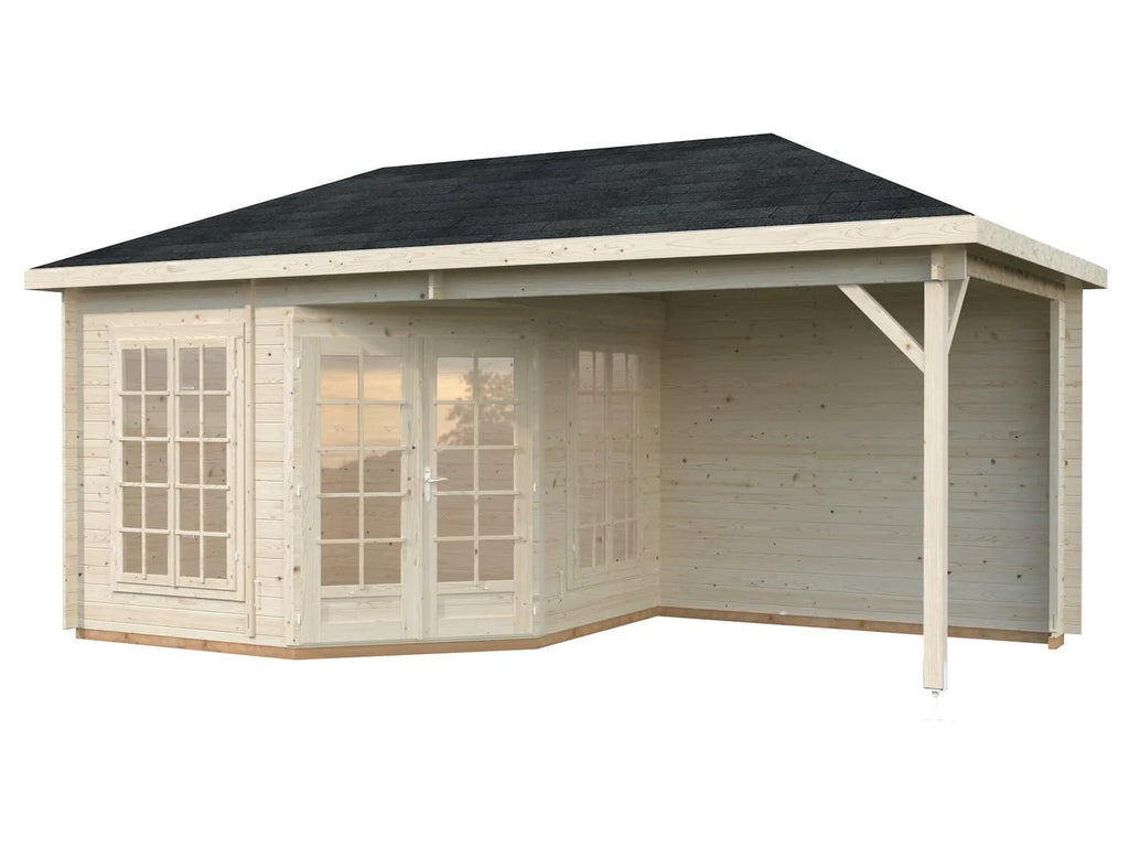 Fully Installed Palmako Melanie XXL (5.6x2.8m | 7.0+8.1m2 | 28mm) Pavilion Summer House with Canopy
