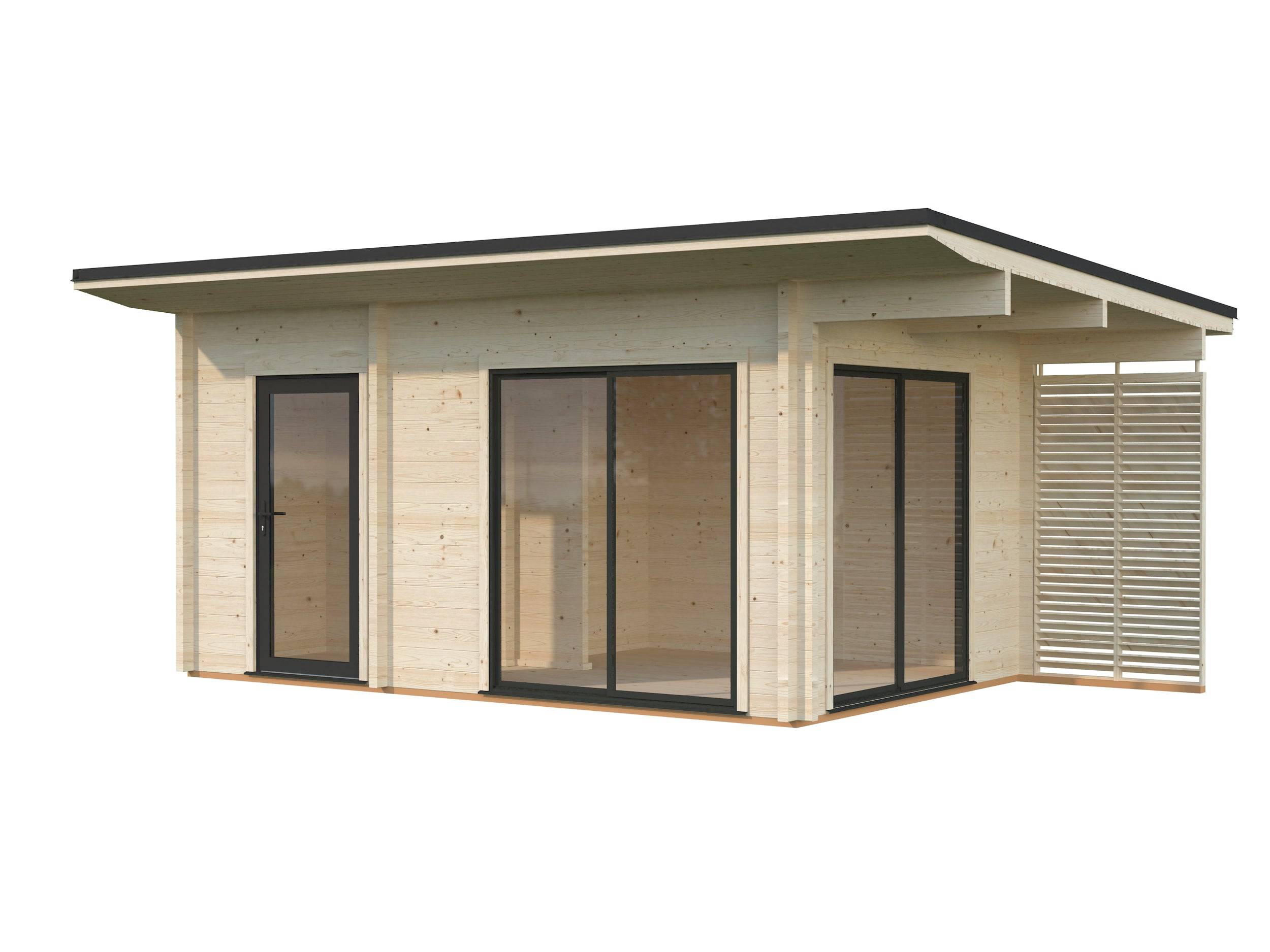 Fully Installed Palmako Cecilia S Modern Log Cottage | 2-Room Annexe | Commercial Office | Guest House | 14.2m² | 70mm | 5.2x3.3m