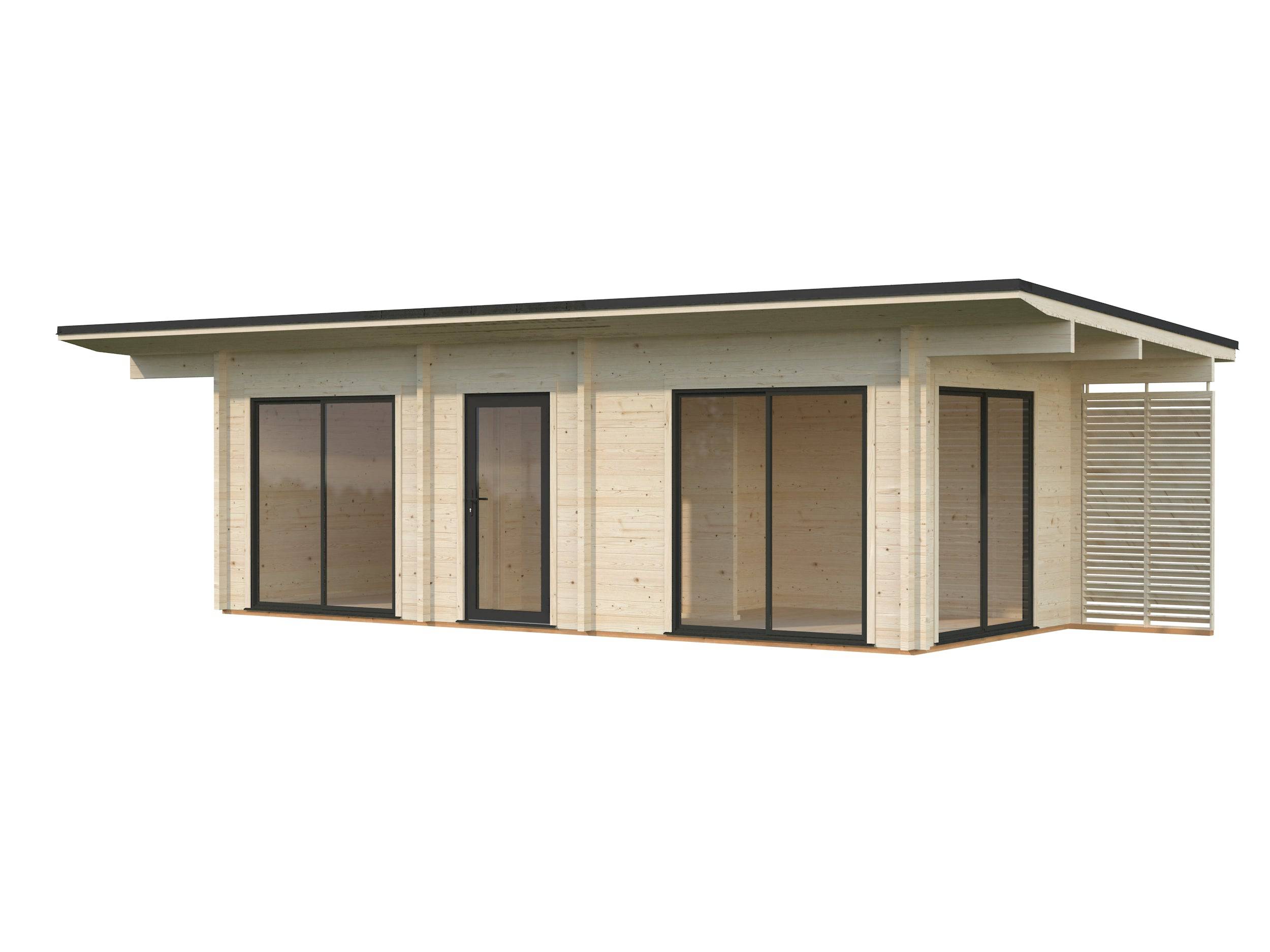 Fully Installed Palmako Cecilia M Modern Log Cottage | 3-Room Annexe | Commercial Office | Guest House | 21.8m² | 70mm | 7.8x3.3m