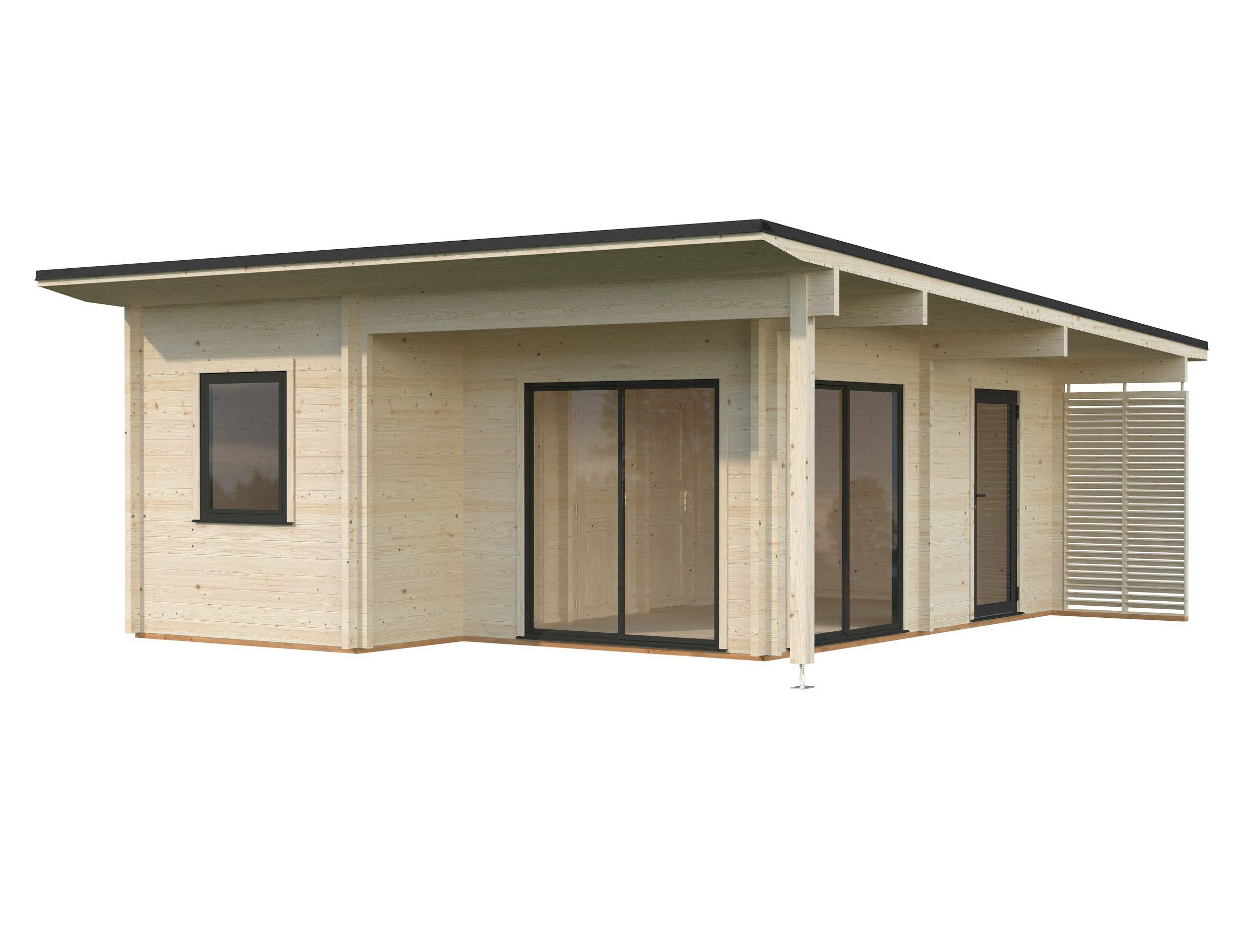Fully Installed Palmako Cecilia XL Modern Log Cottage | 4-Room Annexe | Commercial Office | Guest House | 30m² | 70mm | 5.6x6.9m