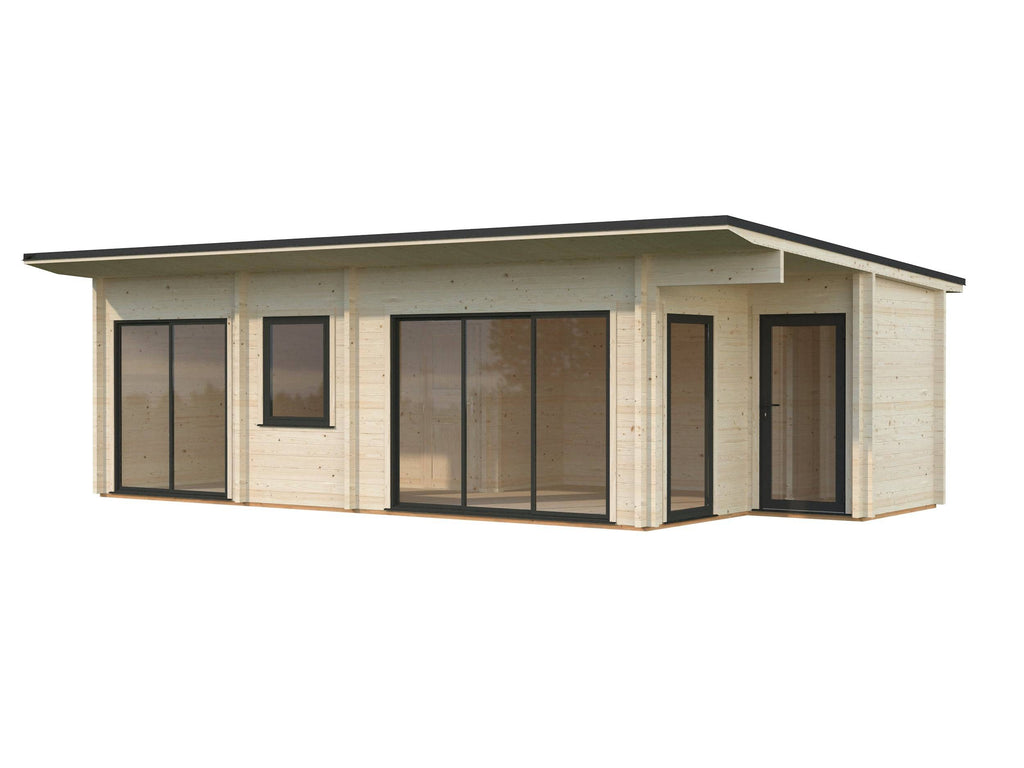 Fully Installed Palmako Cecilia XXL Modern Log Cottage | 3-Room Annexe | Luxury Lodge | Commercial Office | 32m² | 70mm | 9.1x4.4m