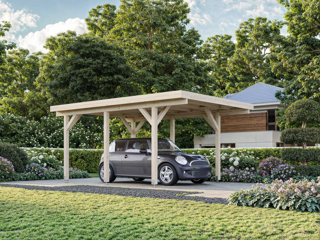 Fully Installed Palmako Karl S (3.6x5.1m | 11.7m2) Compact Flat Roof Carport or Garden Pavilion