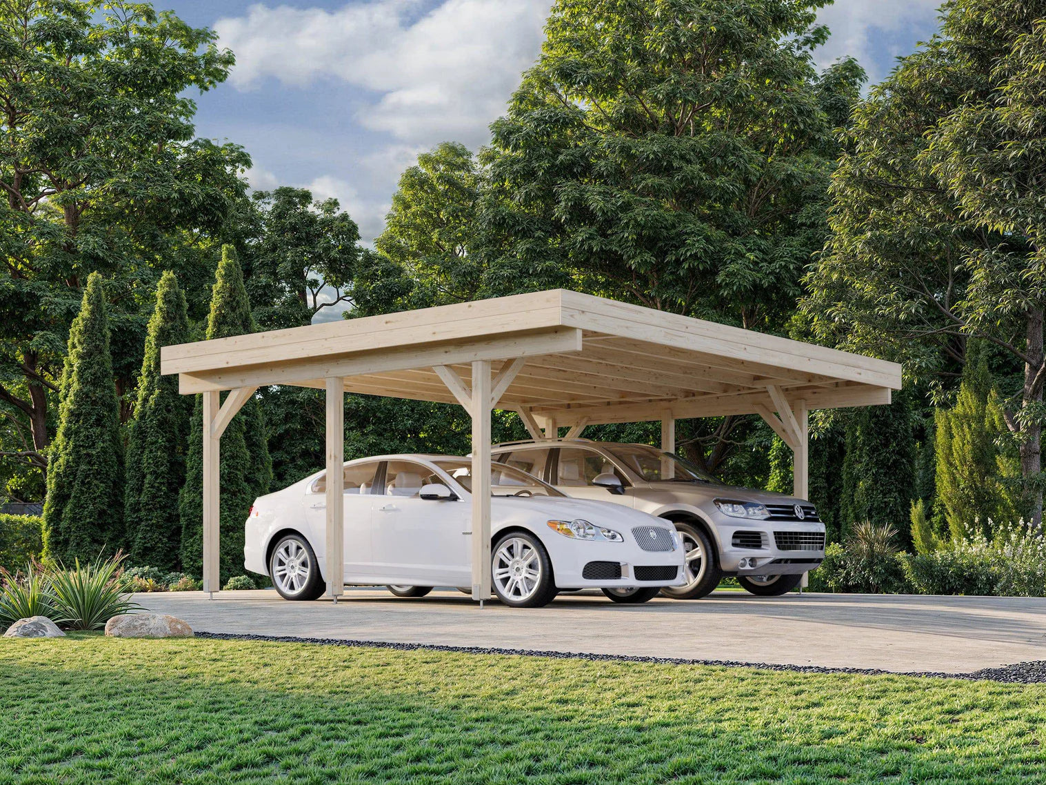 Fully Installed Palmako Karl M (6.0x5.1m | 20.6m2) Modern Flat Roof Double Carport or Large Pavilion