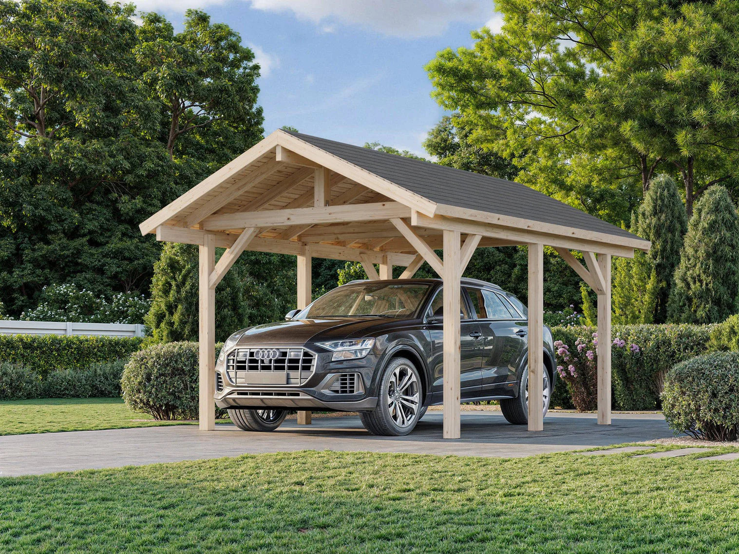 Fully Installed Palmako Robert S (3.2x3.7m | 11.7m2) Pitched Roof Timber Carport or Garden Pavilion