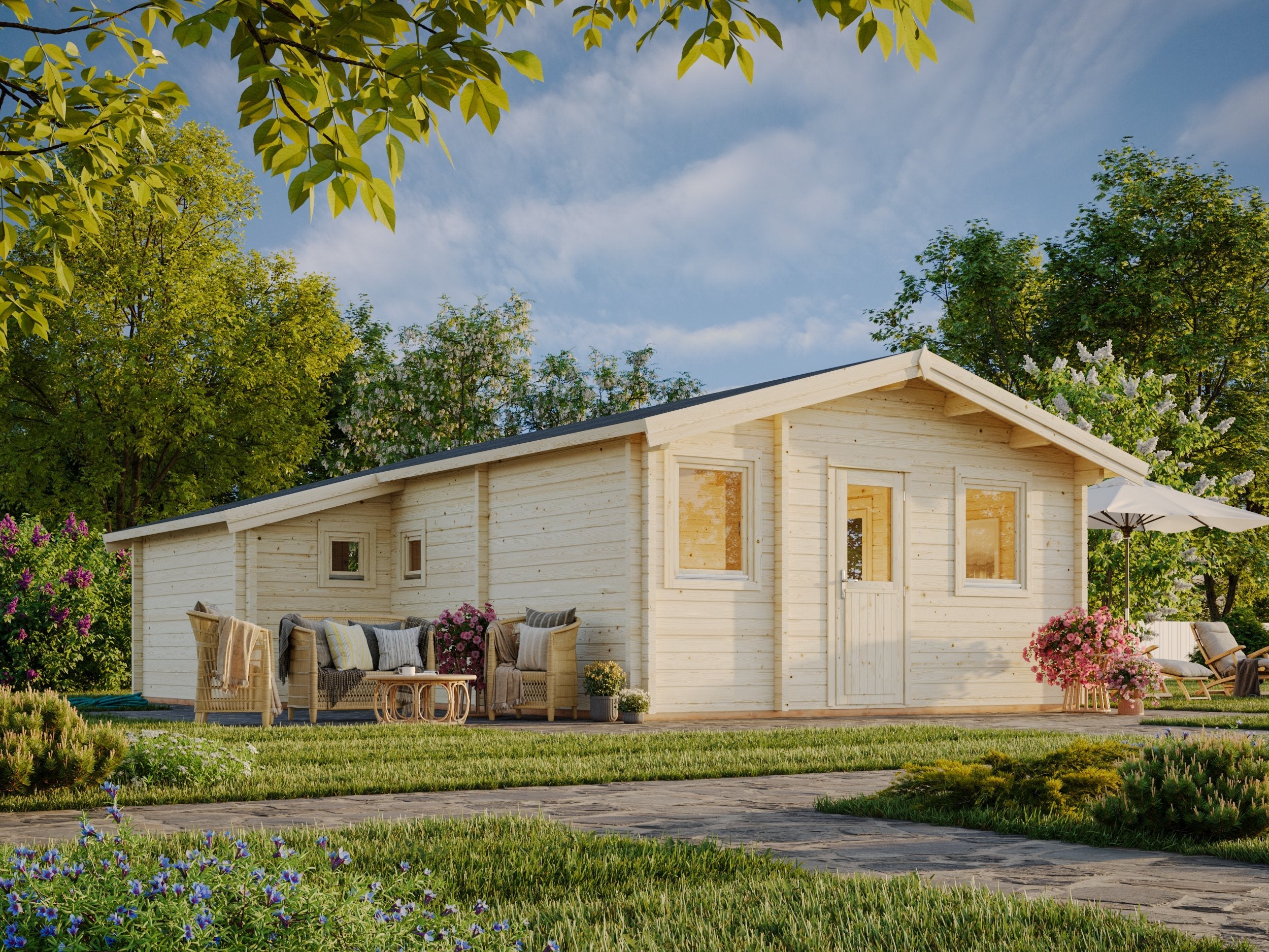 Fully Installed Palmako Emily XL Traditional Timber Holiday House | 4-Room Guest House | Annexe | 39.2m² | 70mm | 6.6x7.8m