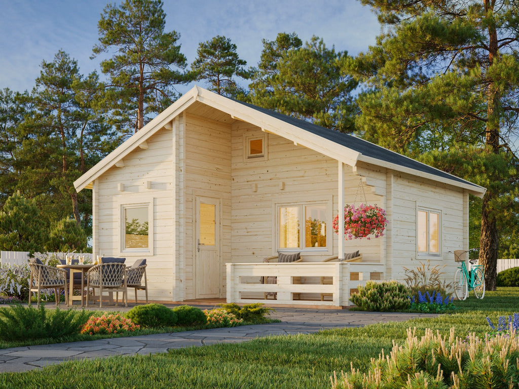 Fully Installed Palmako Emily Log Cabin Holiday Chalet | Loft | Guest House | Annexe | 40.1+5.2m² | 70mm | 5.9x5.7m