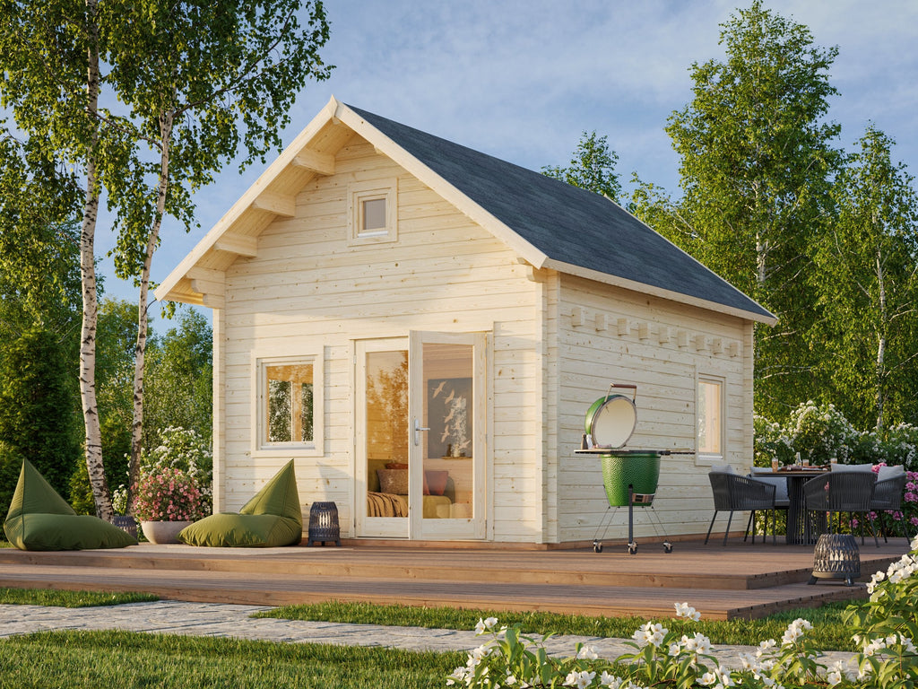 Fully Installed Palmako Kendra Log House with Loft | Guest House | Annexe | Holiday Lodge | 18.4+17.6m² | 70mm | 4.2x5.2m