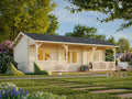 Fully Installed Palmako Sandra L Multi-Room Log Cabin | Annexe | Guest House | Summer House | 25.6+11.1m² | 44mm | 7.9x3.7m