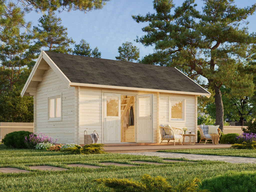 Fully Installed Palmako Sandra M Traditional Holiday Log Cabin | Multi-Room with Mezzanine | Guest House | Annexe | 29.9m² | 44mm | 6.1x4.1m