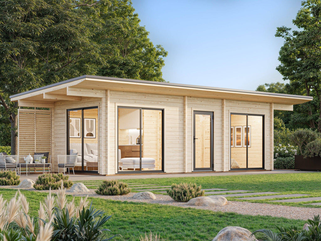 Fully Installed Palmako Cecilia M Modern Log Cottage | 3-Room Annexe | Commercial Office | Guest House | 21.8m² | 70mm | 7.8x3.3m