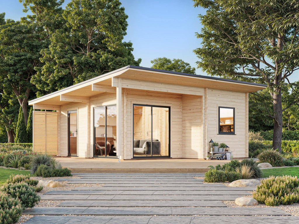 Fully Installed Palmako Cecilia XL Modern Log Cottage | 4-Room Annexe | Commercial Office | Guest House | 30m² | 70mm | 5.6x6.9m