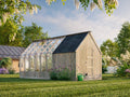 Fully Installed Palmako Emilia M+ Greenhouse with Shed | Glass Summer House | Garden Pavilion | 8.2+4.0m² | Pressure Treated