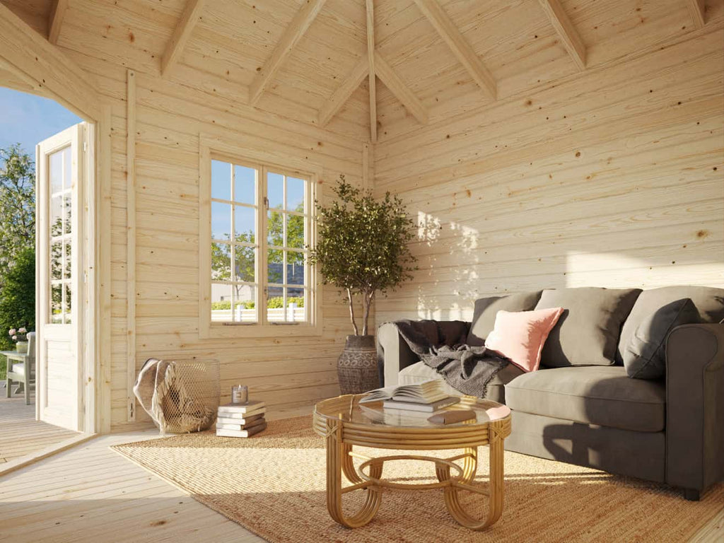 Fully installed Palmako Melanie M (3.3x3.3m | 9.9m2 | 44mm) Heavy Duty Corner Summer House