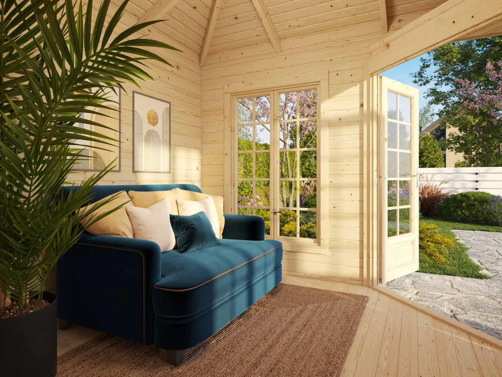 Fully Installed Palmako Melanie S (2.8x2.8m | 7m2 | 28mm) Classic Corner Cabin Summer House