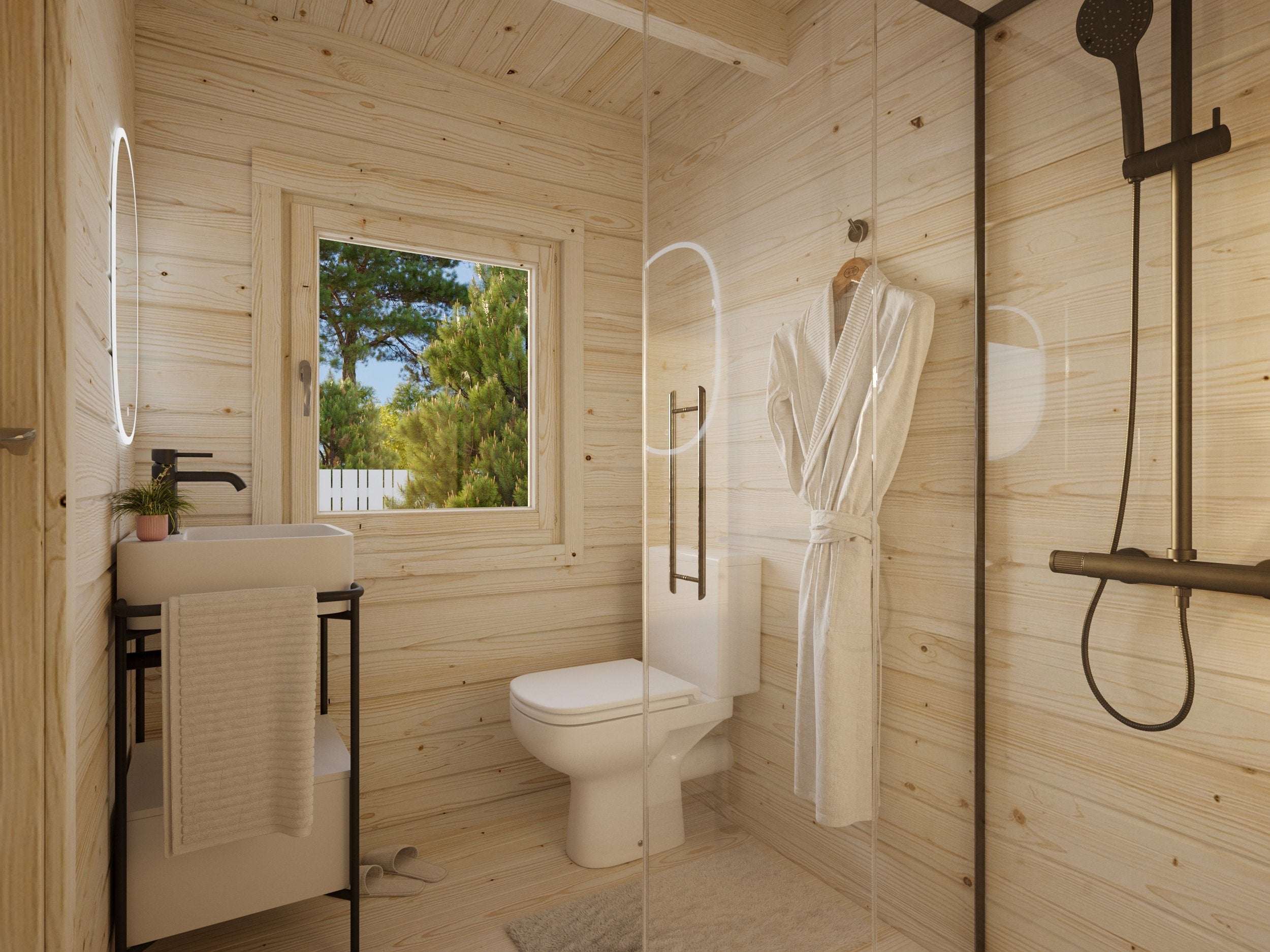 Fully Installed Palmako Emily Log Cabin Holiday Chalet | Loft | Guest House | Annexe | 40.1+5.2m² | 70mm | 5.9x5.7m