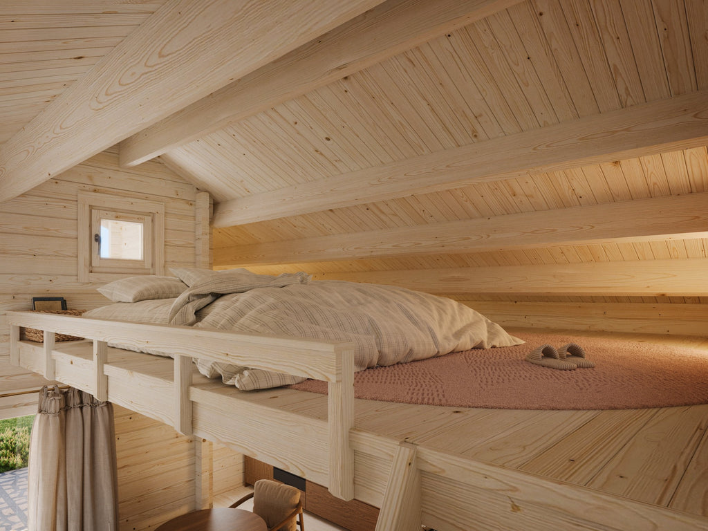 Fully Installed Palmako Emily Log Cabin Holiday Chalet | Loft | Guest House | Annexe | 40.1+5.2m² | 70mm | 5.9x5.7m