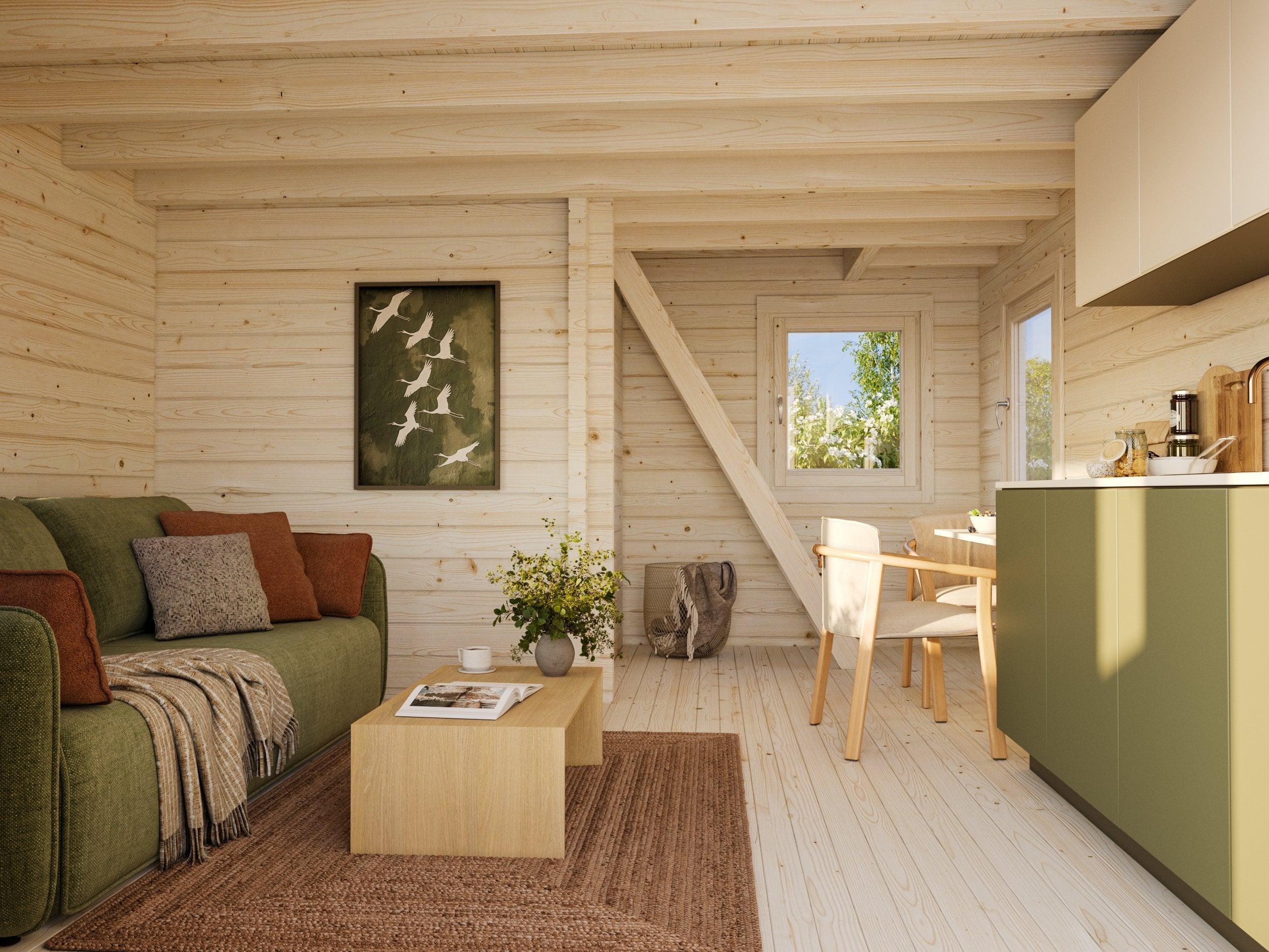 Fully Installed Palmako Kendra Log House with Loft | Guest House | Annexe | Holiday Lodge | 18.4+17.6m² | 70mm | 4.2x5.2m