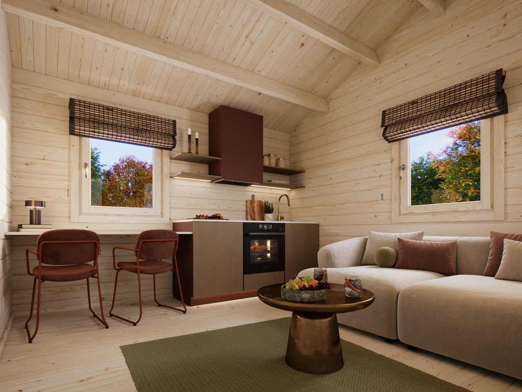 Fully Installed Palmako Sandra S Holiday Summer House | Multi-Room Log Cabin | Guest House | Annexe | 21.5+3.7m² | 70mm | 6.2x4.7m