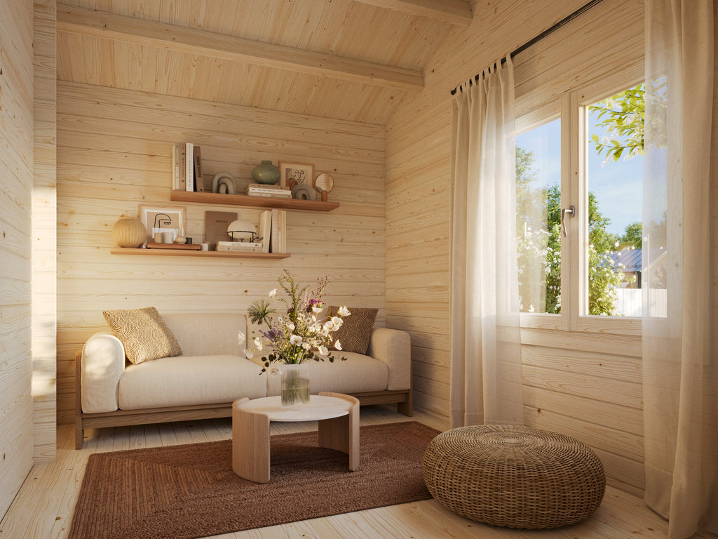 Fully Installed Palmako Sandra L Multi-Room Log Cabin | Annexe | Guest House | Summer House | 25.6+11.1m² | 44mm | 7.9x3.7m