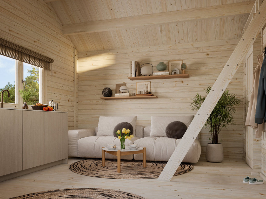 Fully Installed Palmako Sandra M Traditional Holiday Log Cabin | Multi-Room with Mezzanine | Guest House | Annexe | 29.9m² | 44mm | 6.1x4.1m
