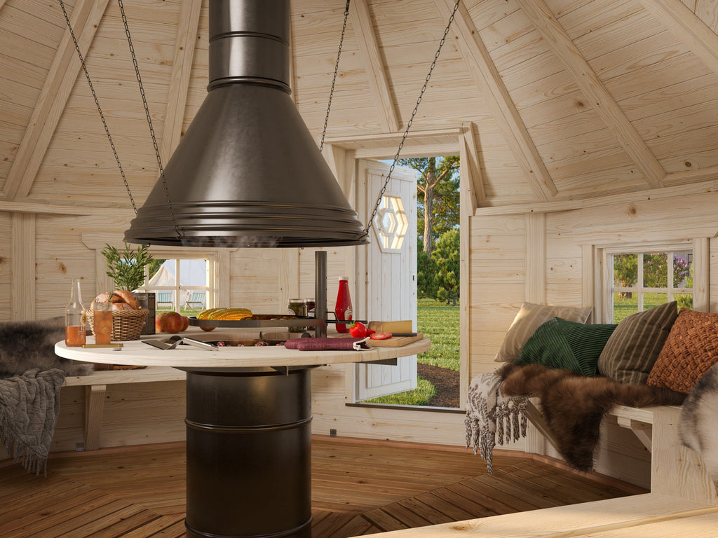 Fully Installed Palmako Eva M Nordic BBQ Hut | Kota Grill Hut | Wellbeing Room | 11.4m² | 44mm Log | Hexagonal