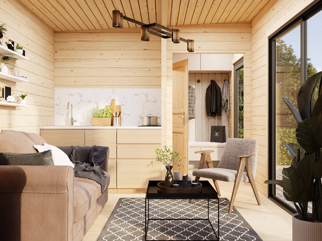Fully Installed Palmako Cecilia S Modern Log Cottage | 2-Room Annexe | Commercial Office | Guest House | 14.2m² | 70mm | 5.2x3.3m