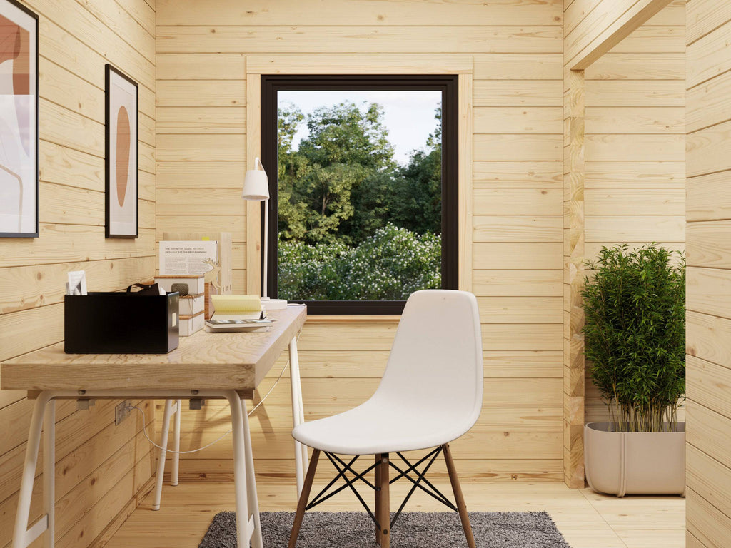 Fully Installed Palmako Cecilia L Modern Log Cottage | Annexe | Commercial Office | Guest House | 27.2m² | 70mm | 5.6x5.6m