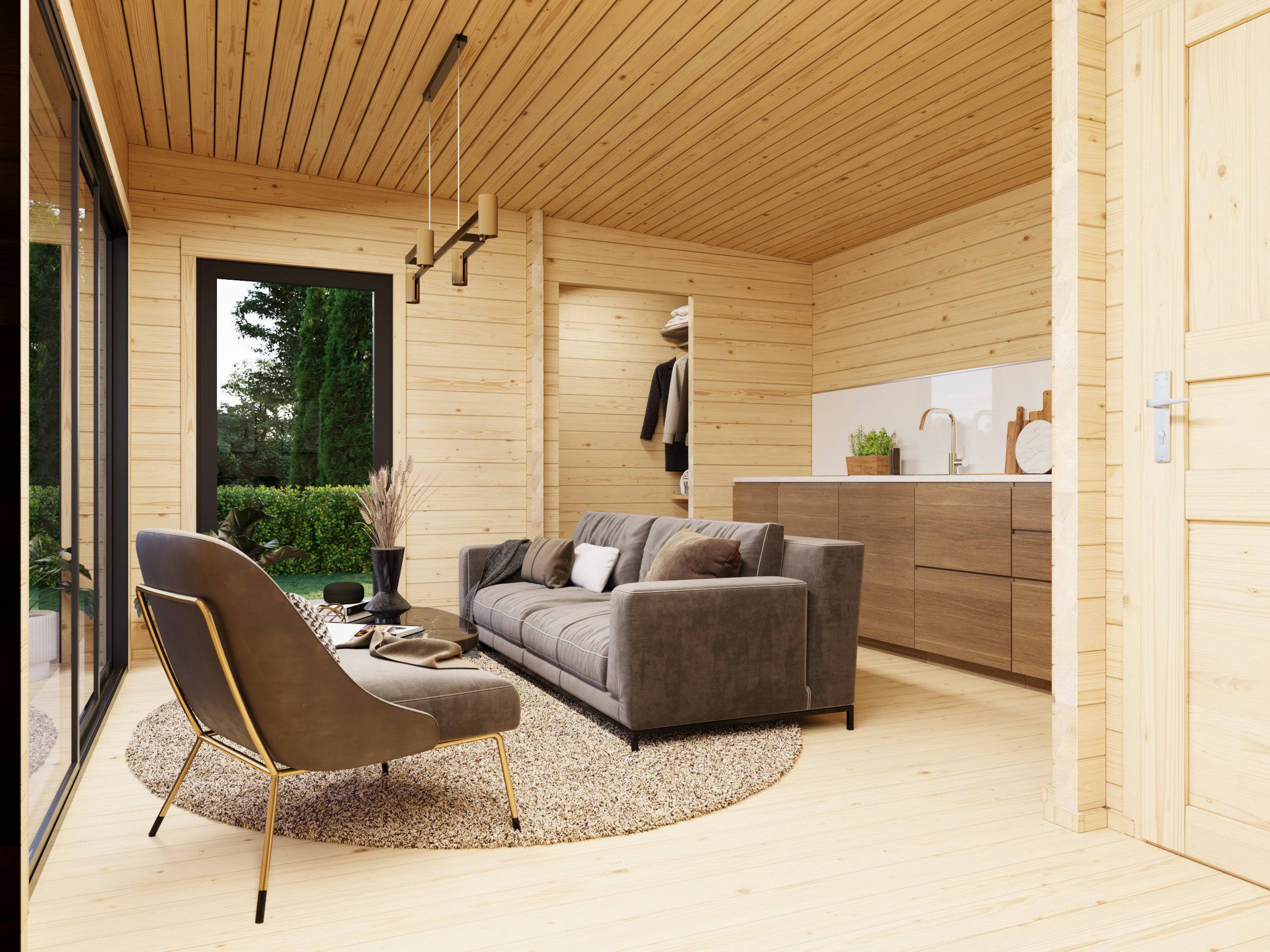 Fully Installed Palmako Cecilia XXL Modern Log Cottage | 3-Room Annexe | Luxury Lodge | Commercial Office | 32m² | 70mm | 9.1x4.4m