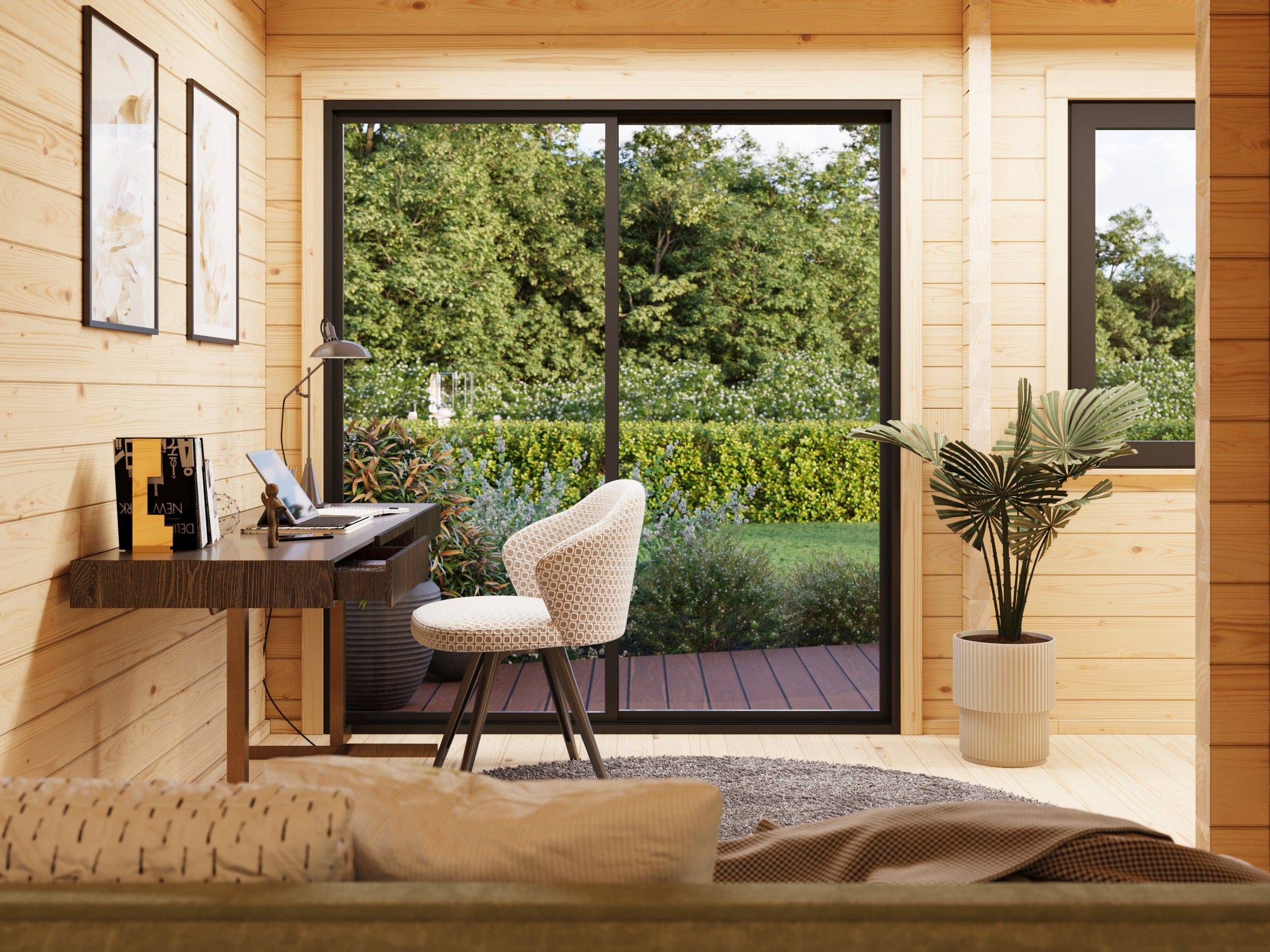 Fully Installed Palmako Cecilia XXL Modern Log Cottage | 3-Room Annexe | Luxury Lodge | Commercial Office | 32m² | 70mm | 9.1x4.4m