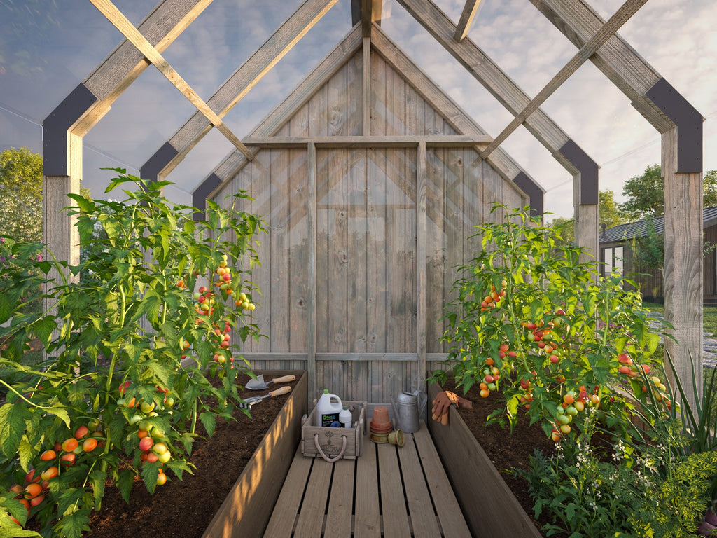 Fully Installed Palmako Emilia S+ Greenhouse with Shed | Glass Summer House | Garden Pavilion | 5.4+4.0m² | Pressure Treated