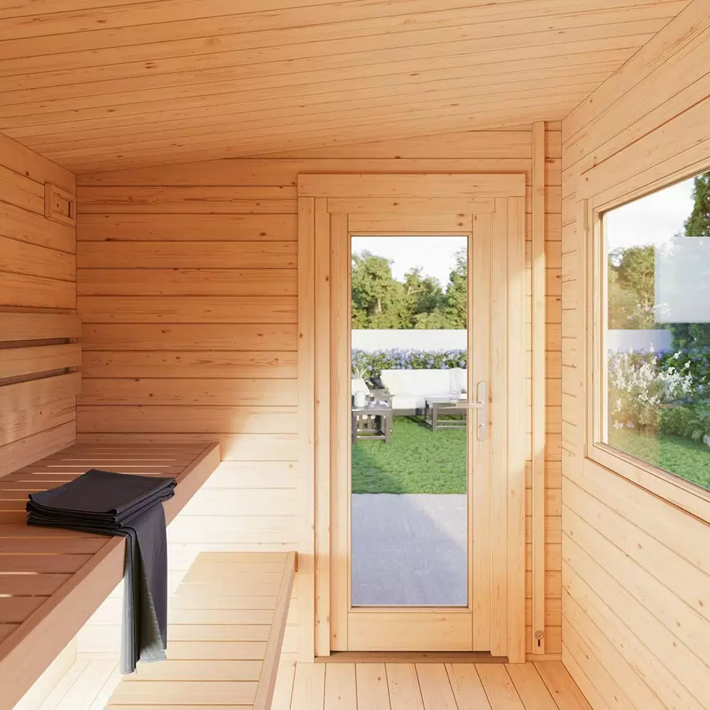 Fully Installed Palmako Sanna S (2.3x2.3m | 4.1 m2 | 44mm) Compact Outdoor Sauna