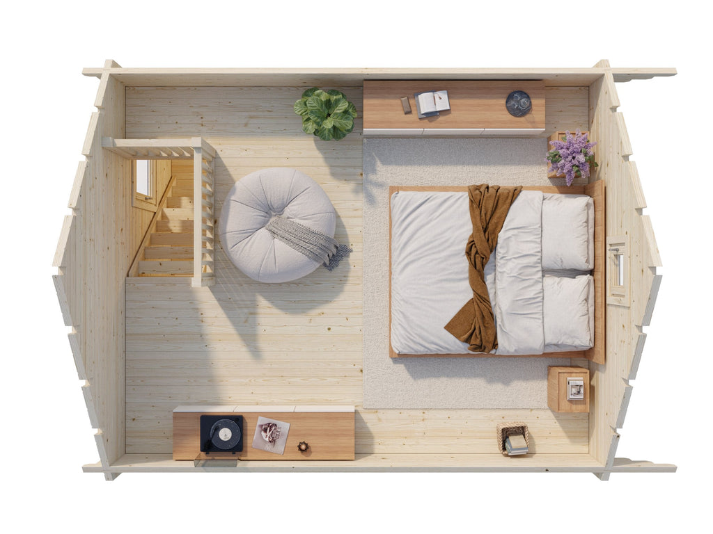 Fully Installed Palmako Kendra Log House with Loft | Guest House | Annexe | Holiday Lodge | 18.4+17.6m² | 70mm | 4.2x5.2m