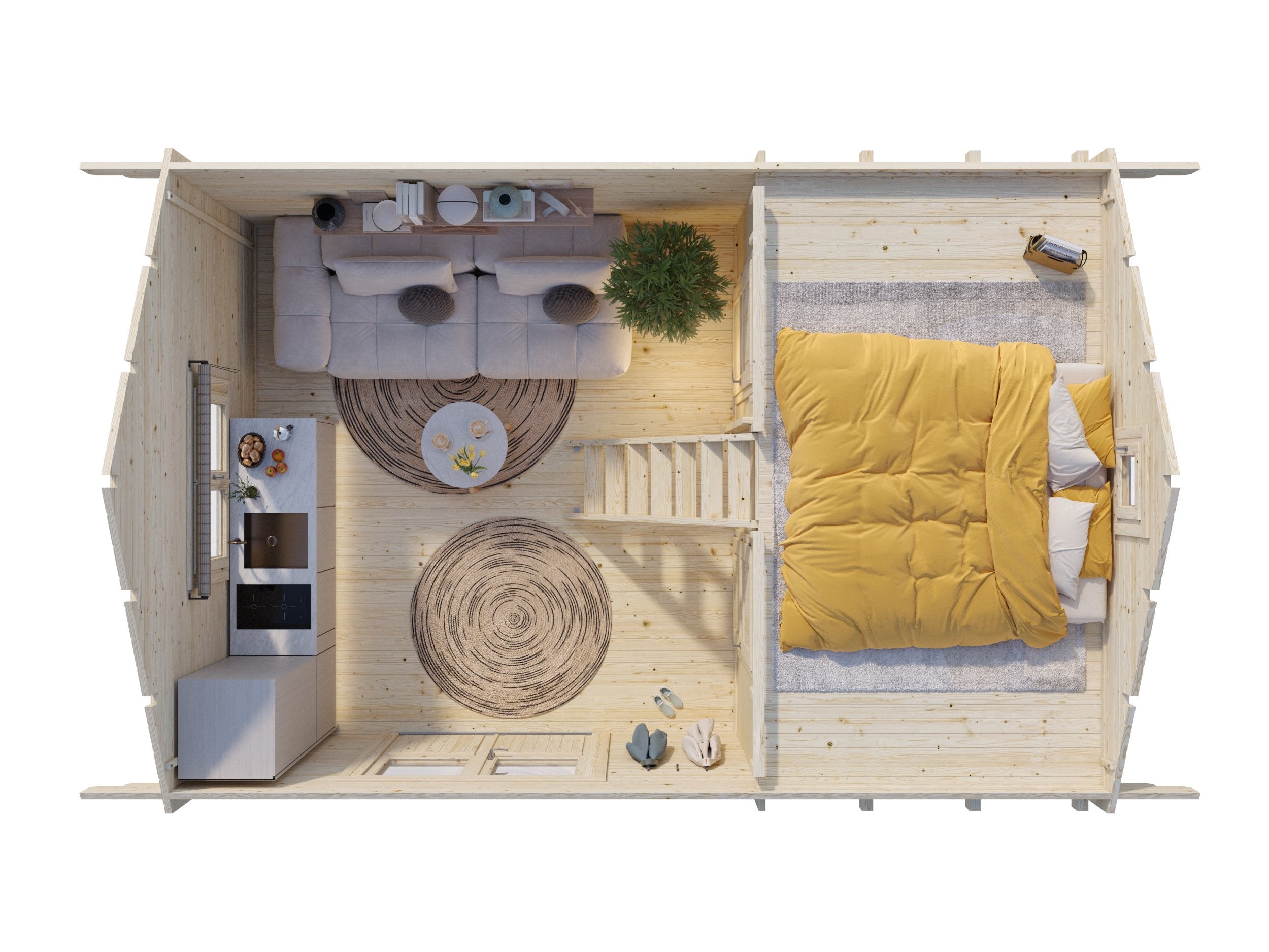 Fully Installed Palmako Sandra M Traditional Holiday Log Cabin | Multi-Room with Mezzanine | Guest House | Annexe | 29.9m² | 44mm | 6.1x4.1m