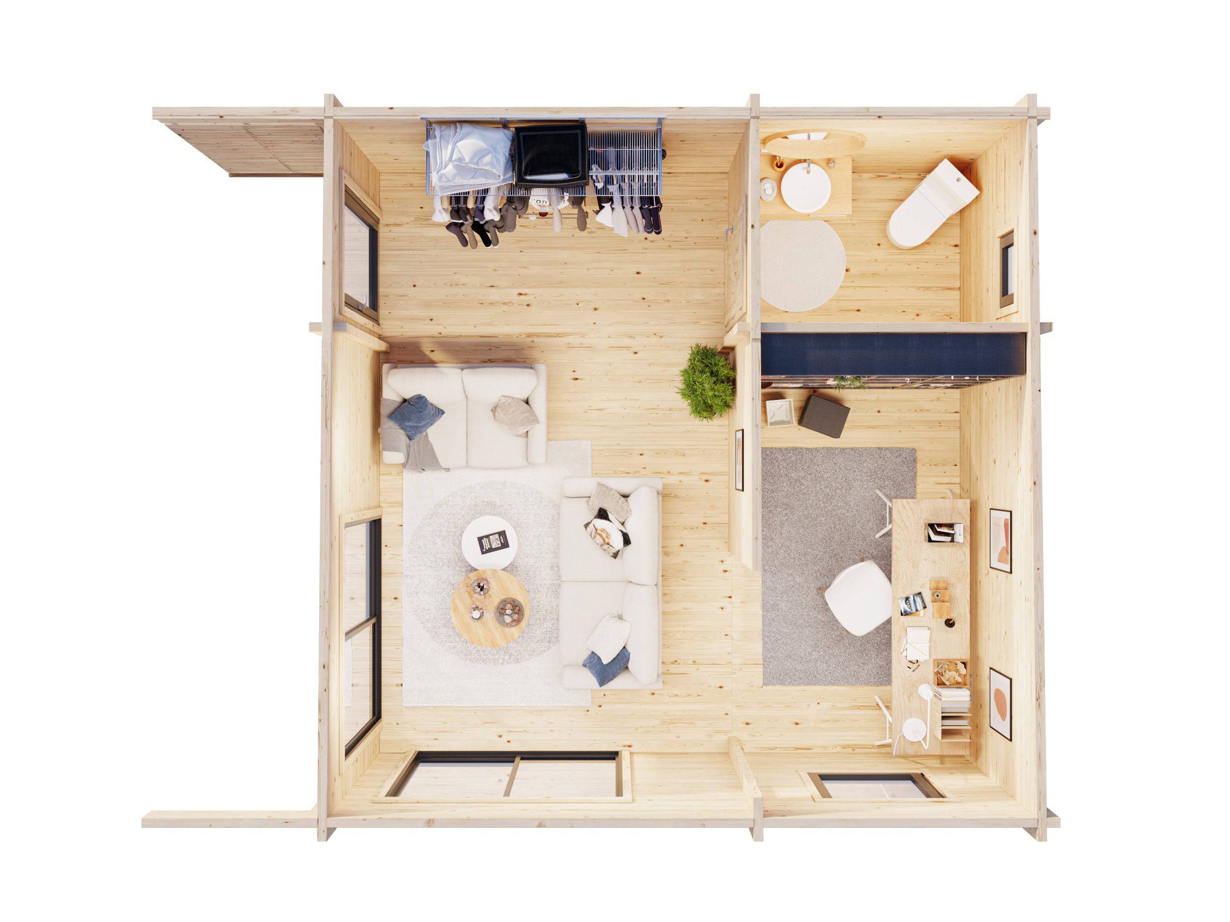 Fully Installed Palmako Cecilia L Modern Log Cottage | Annexe | Commercial Office | Guest House | 27.2m² | 70mm | 5.6x5.6m