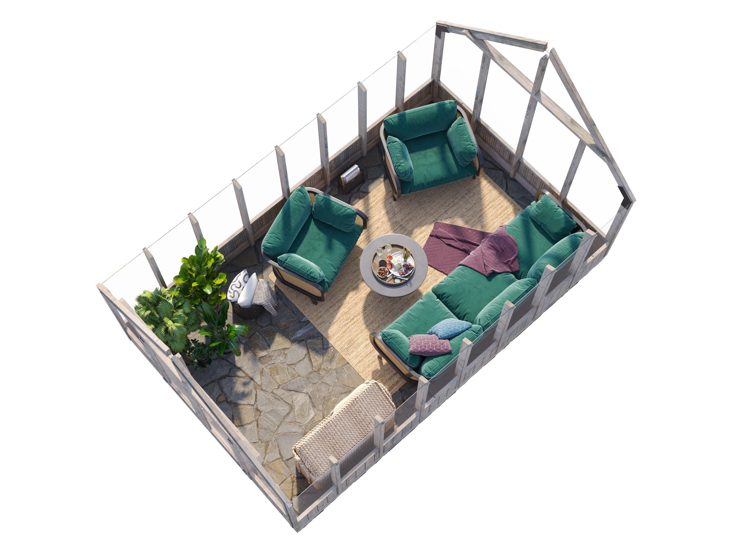 Fully Installed Palmako Emilia L Pavilion | Greenhouse | Glass Summer House | 13.8m² | Pressure Treated