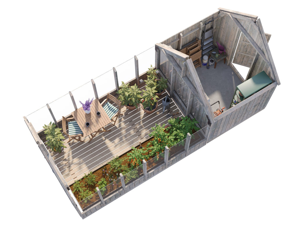 Fully Installed Palmako Emilia M+ Greenhouse with Shed | Glass Summer ...
