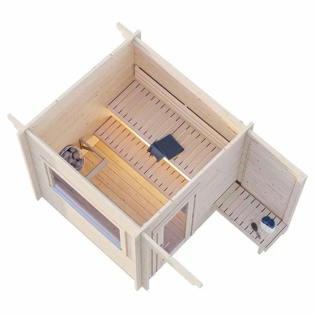 Fully Installed Palmako Sanna S (2.3x2.3m | 4.1 m2 | 44mm) Compact Outdoor Sauna