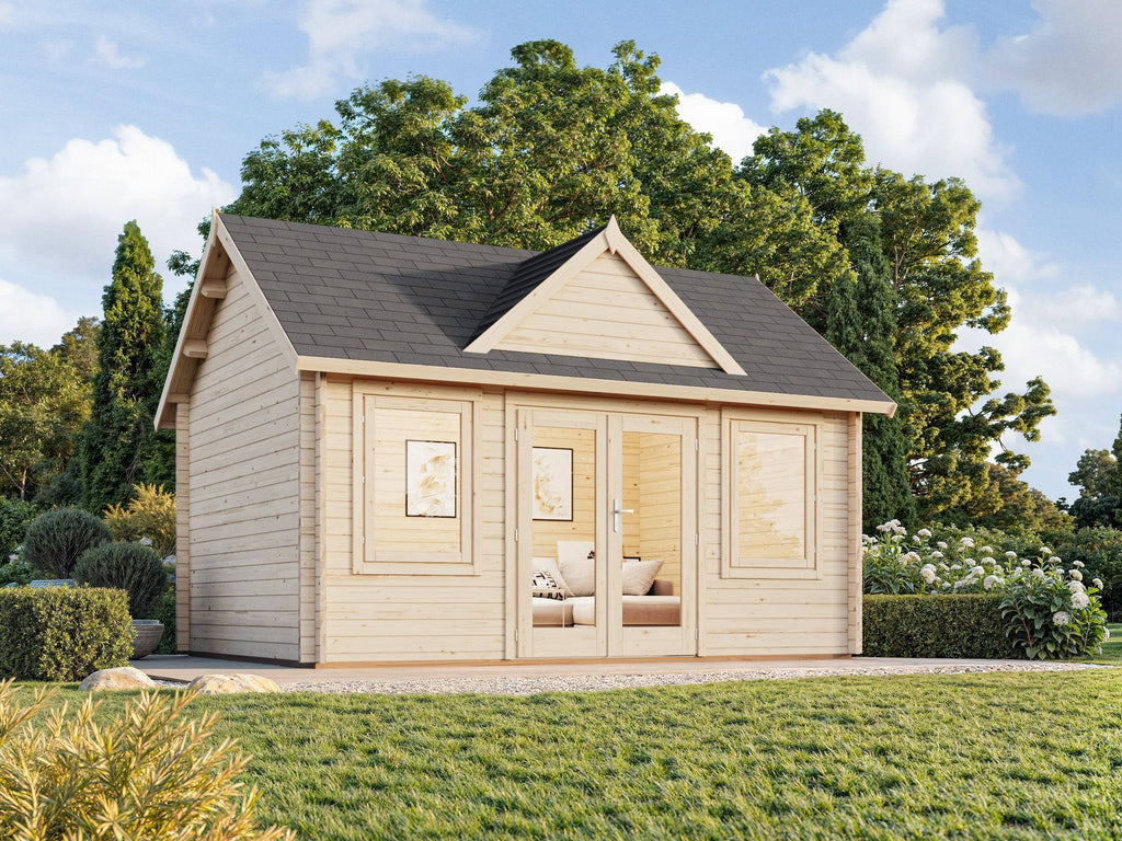 Fully Installed Palmako Claudia L Clockhouse Log Cabin | Garden Room | Home Office | 14.2m² | 44mm | 4.7x3.5m