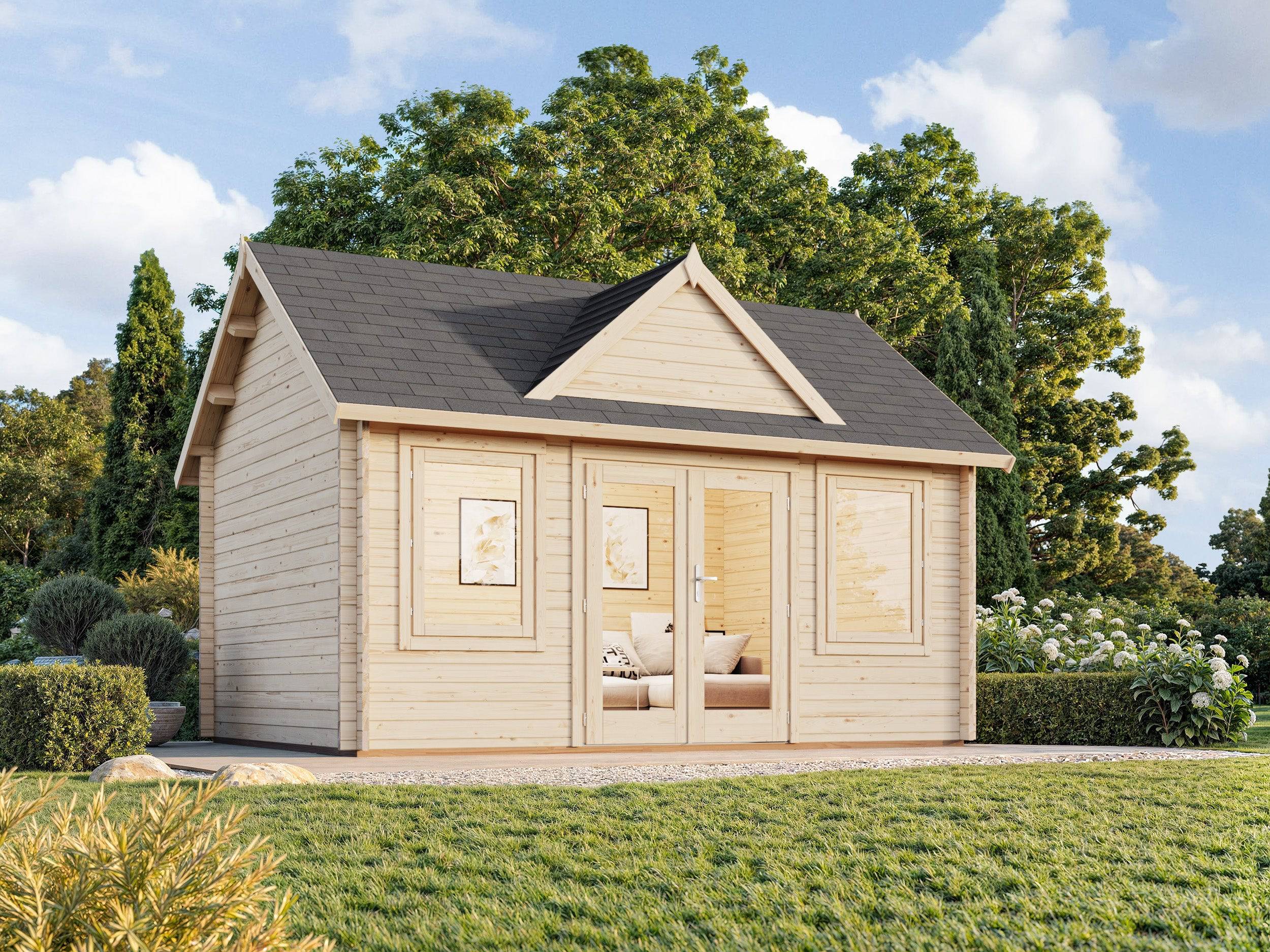 Fully Installed Palmako Claudia L Clockhouse Log Cabin | Garden Room | Home Office | 14.2m² | 44mm | 4.7x3.5m