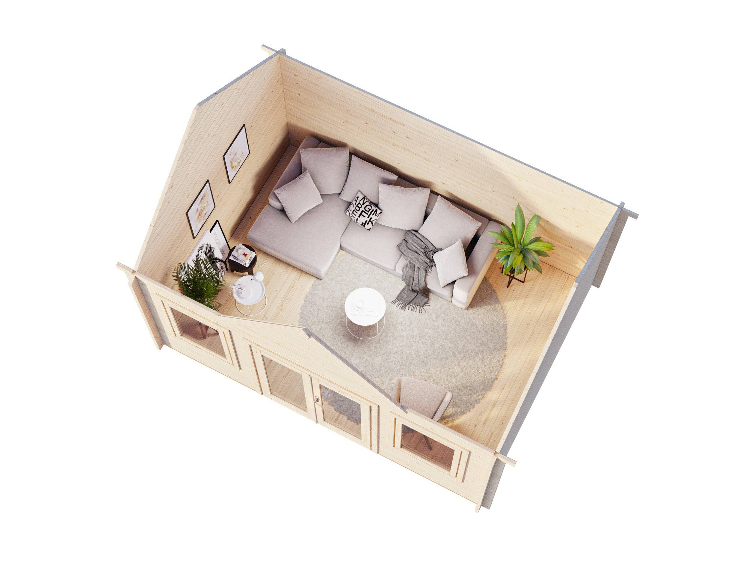 Fully Installed Palmako Claudia L Clockhouse Log Cabin | Garden Room | Home Office | 14.2m² | 44mm | 4.7x3.5m